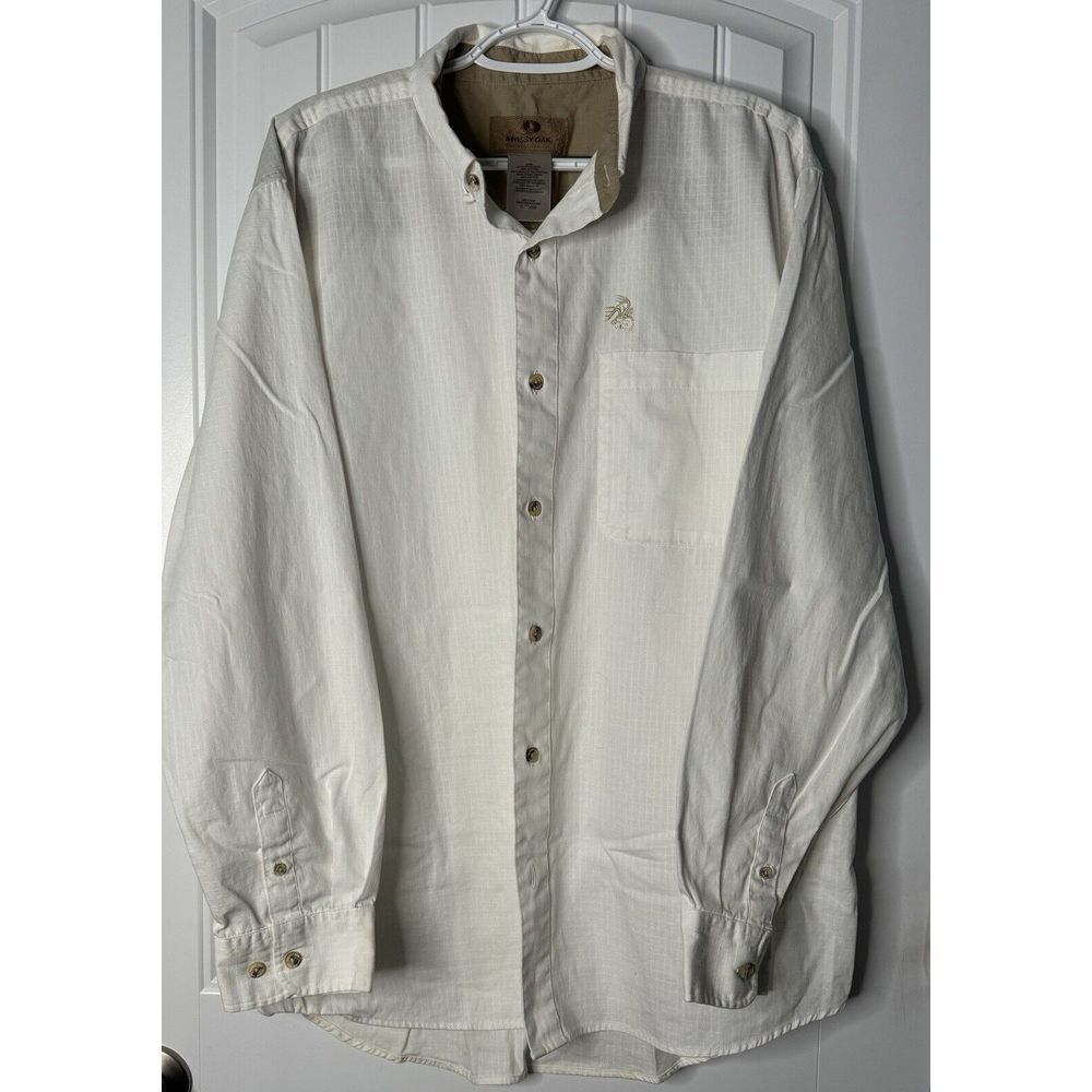 Mossy Oak XLT Button-Down, Long Sleeve, Cream, 100% Cotton